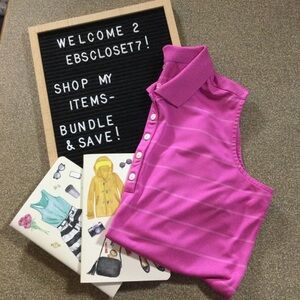 Nike Golf Polo Sleeveless Striped Dri-Fit Pink Size L